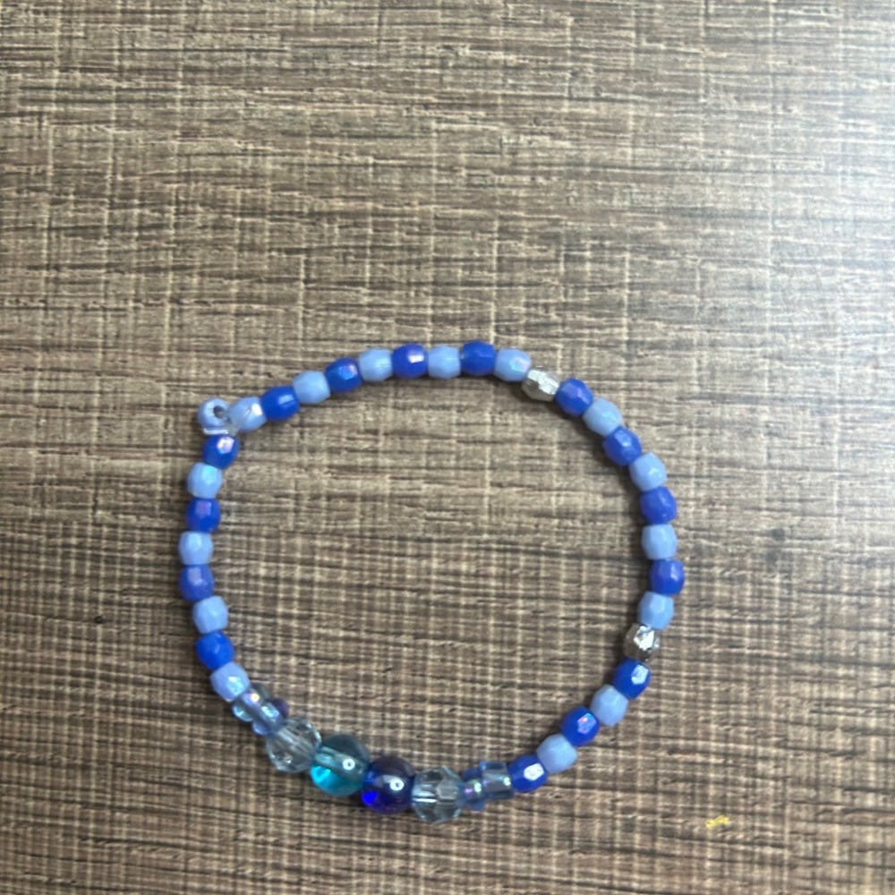 Cute Kids Blue Stretchy Beaded DIY Handmade Stylish All Blue Bracelet For Kids